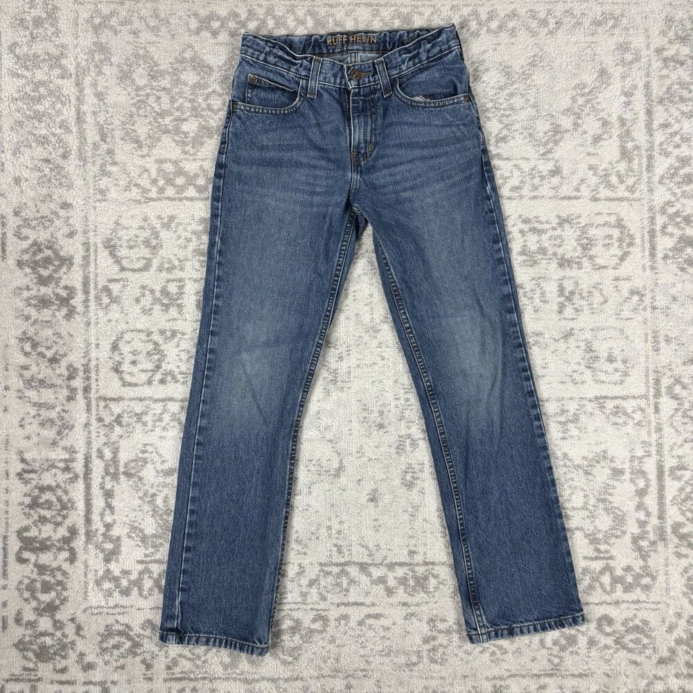 Ruff Hewn Straight Jeans Kids Youth Blue Denim Jeans Size 12 Adjustable Waist